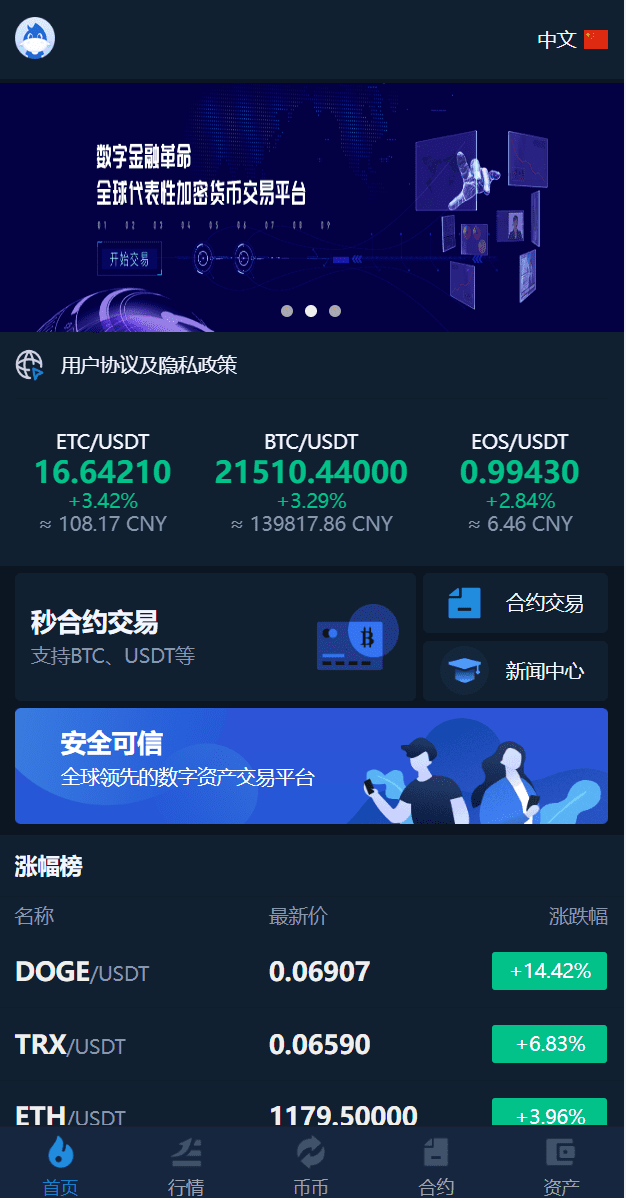 多语言交易所系统/币币交易/秒合约交易所/PC端VUE/手机端uniapp插图